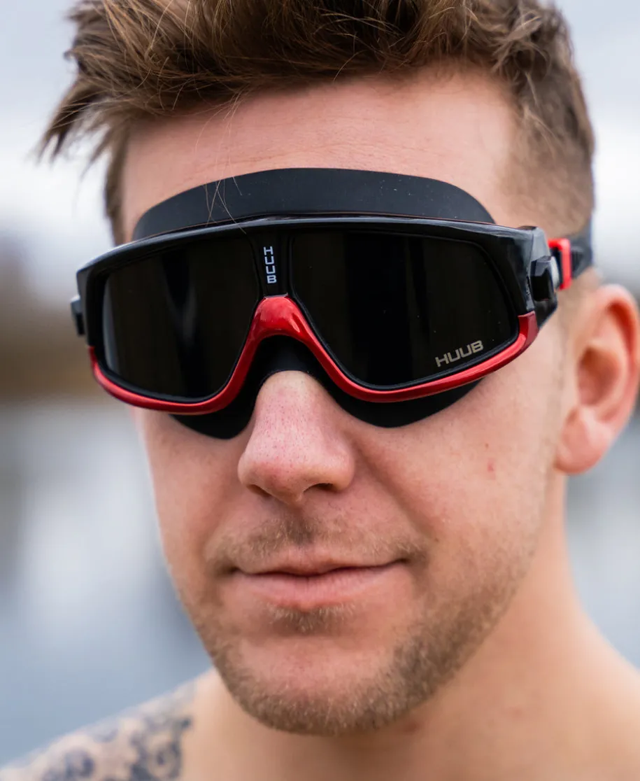 Ryft Open Water Swim Mask Black / Red - Dark Smoke Lens
